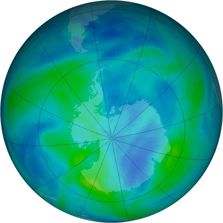Antarctic ozone map for 08 March 1999